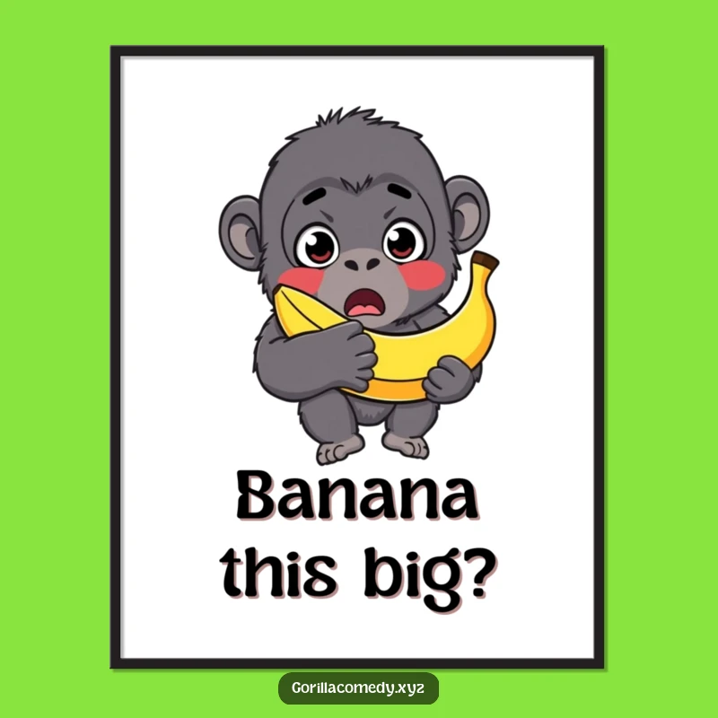 Funny Surprised Gorilla Banana Art Print - Big Laughs for Your Wall!