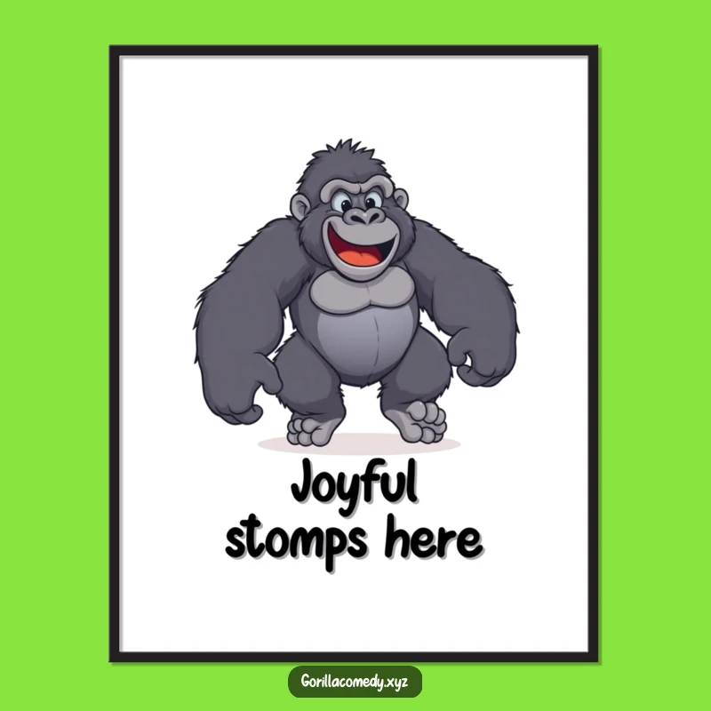 Funny Gorilla Happy Feet Poster: Decorate Your Space with Hilarious Stomping Art