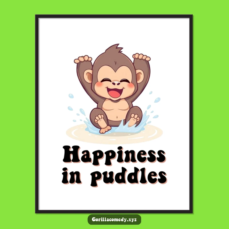Funny Gorilla Puddle Poster: Decorate with Joy, a Hilarious Gift!