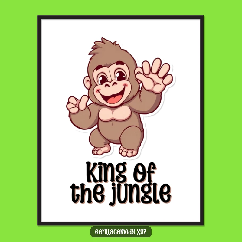 Funny Gorilla Wave Poster: Cheerful Ape Art - A Hilarious Funny Gift for Wall Decor!