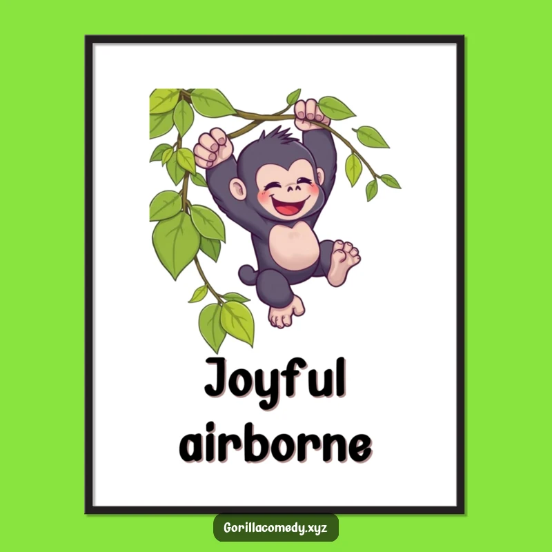 Funny Kawaii Gorilla Vine Poster - Joyful Art for Adventurous Wall Decor