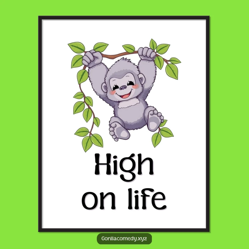 Funny Swinging Gorilla Poster: Joyful Ape Adventure Wall Art