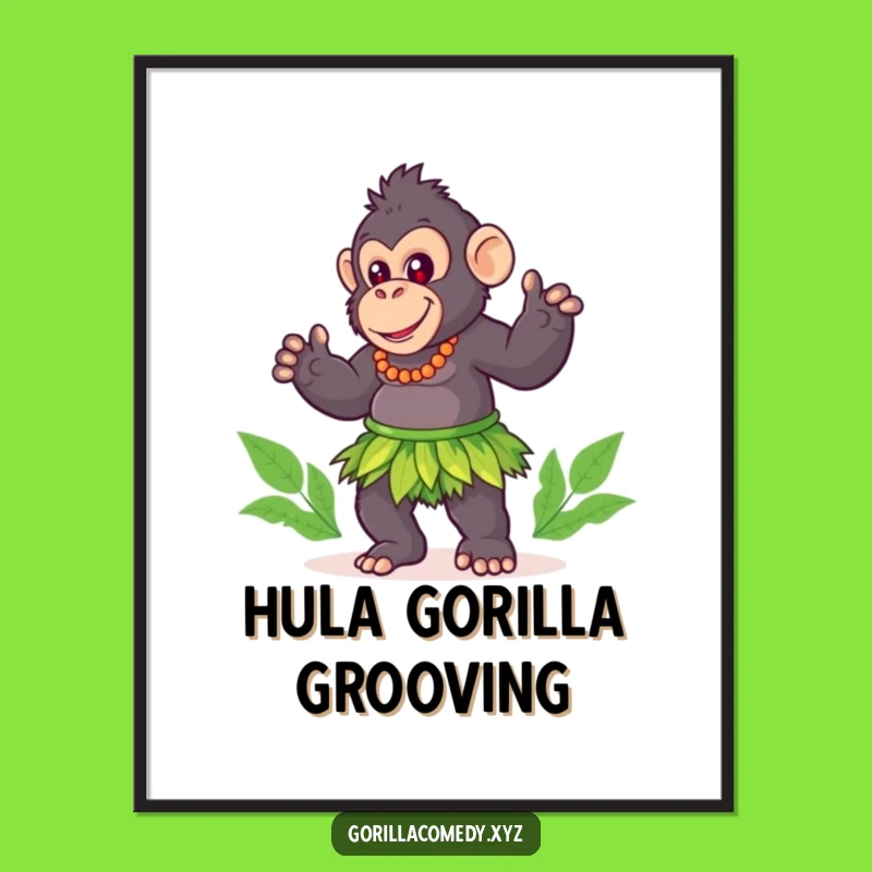 Funny Gorilla Hula Art Print - Tropical Fun for Your Walls!