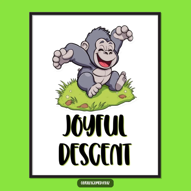 Funny Gorilla Hill Poster: Decorate with Joyful Motion, a Great Gift!