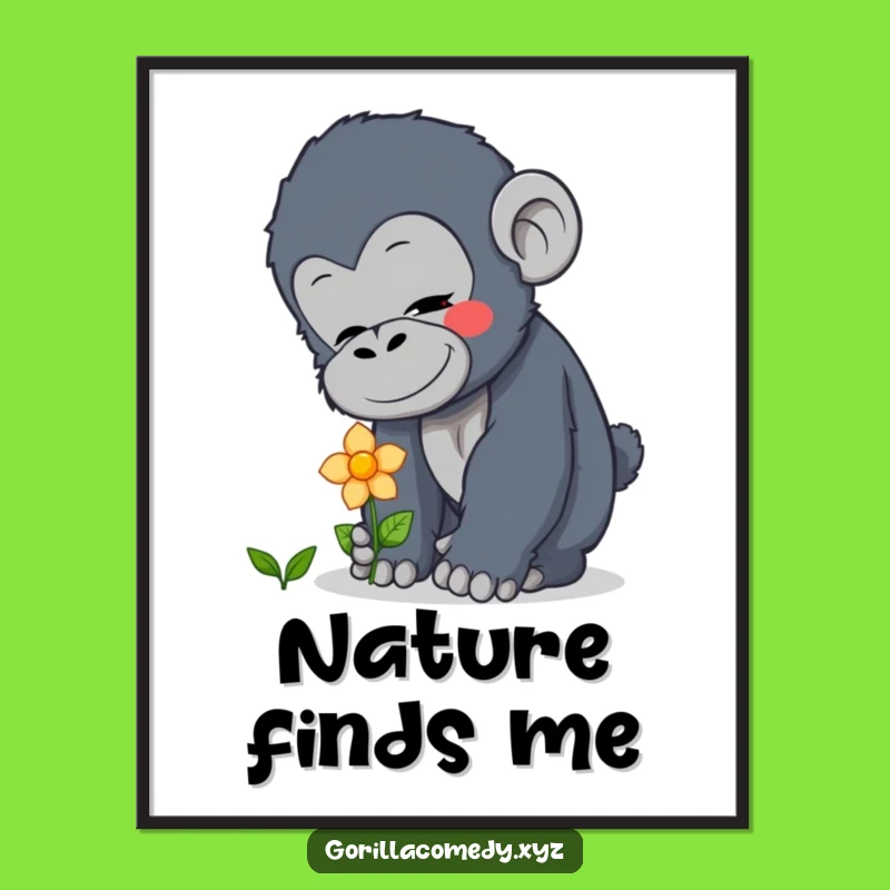 Funny Curious Gorilla Poster - Art of Gentleness: A Serene Funny Gift