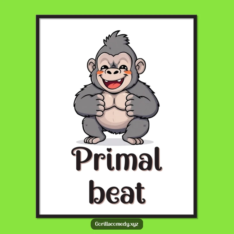 Funny Kawaii Gorilla Drum Poster: Decorate with Enthusiasm