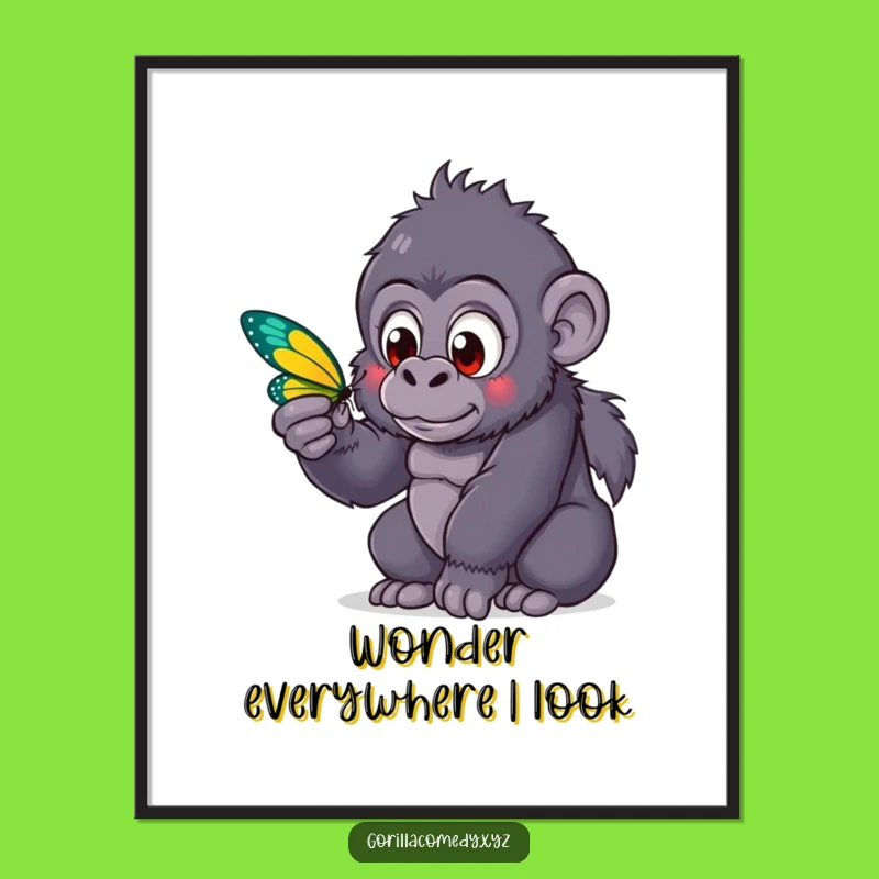 Funny Gorilla Butterfly Poster: Decorate with Wonder, a Hilarious Gift!