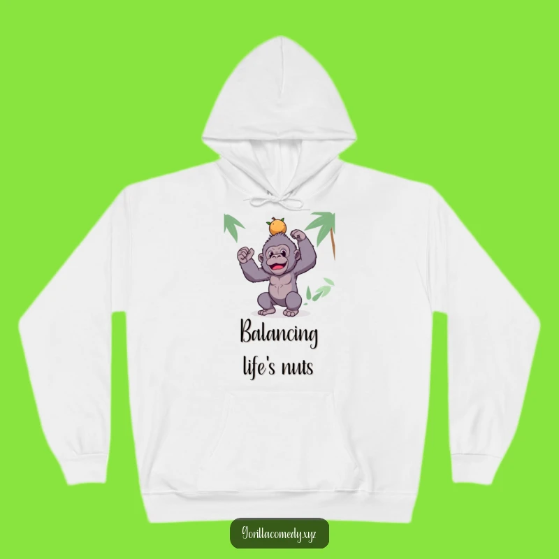 Cozy Funny Gorilla Hoodie: Coconut Balance, Silly Tropical Gift