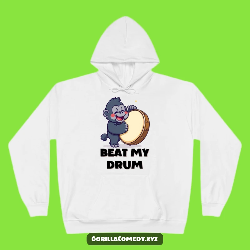 Cozy Funny Gorilla Drummer Hoodie: Kawaii Character Sweatshirt, an Ideal Comical Gift