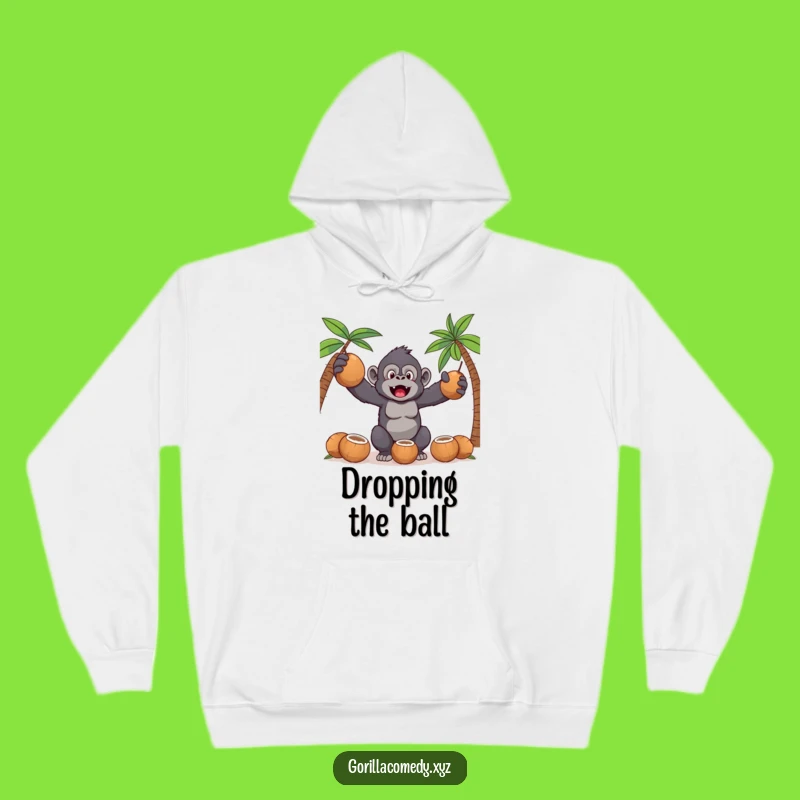 Funny Kawaii Gorilla Hoodie: Cozy Coconut Juggling Fun, Warm & Hilarious Gift