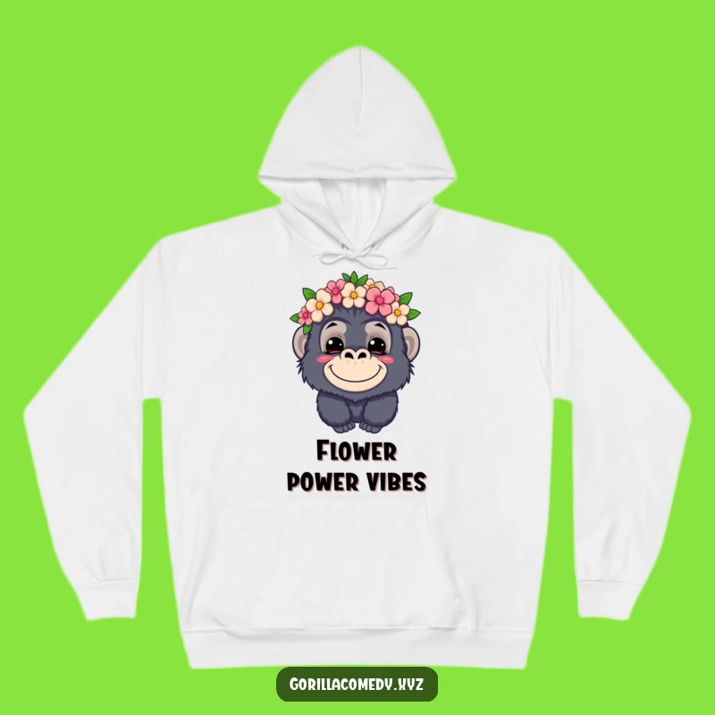 Funny Kawaii Gorilla Flower Crown Hoodie - Cozy Mischief for Comical Comfort