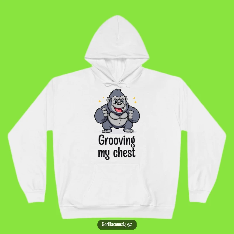 Funny Cheerful Gorilla Chest Pound Hoodie - Cozy & Energetic Fun
