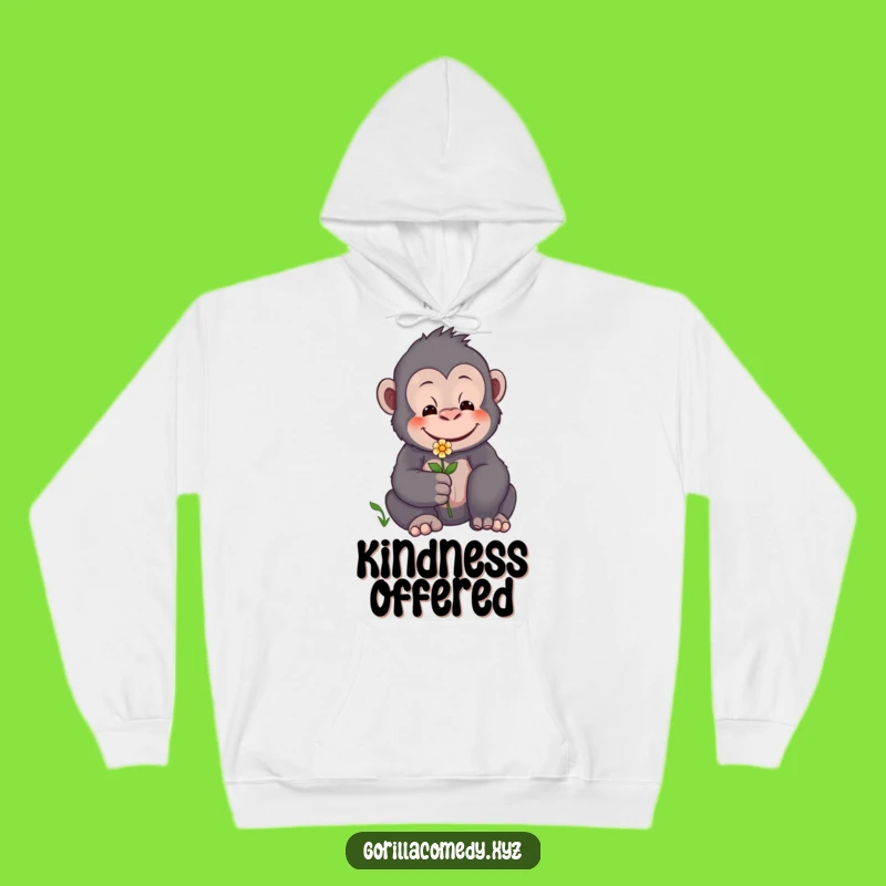 Funny Gentle Gorilla Flower Hoodie - Cozy Comfort with a Caring Message