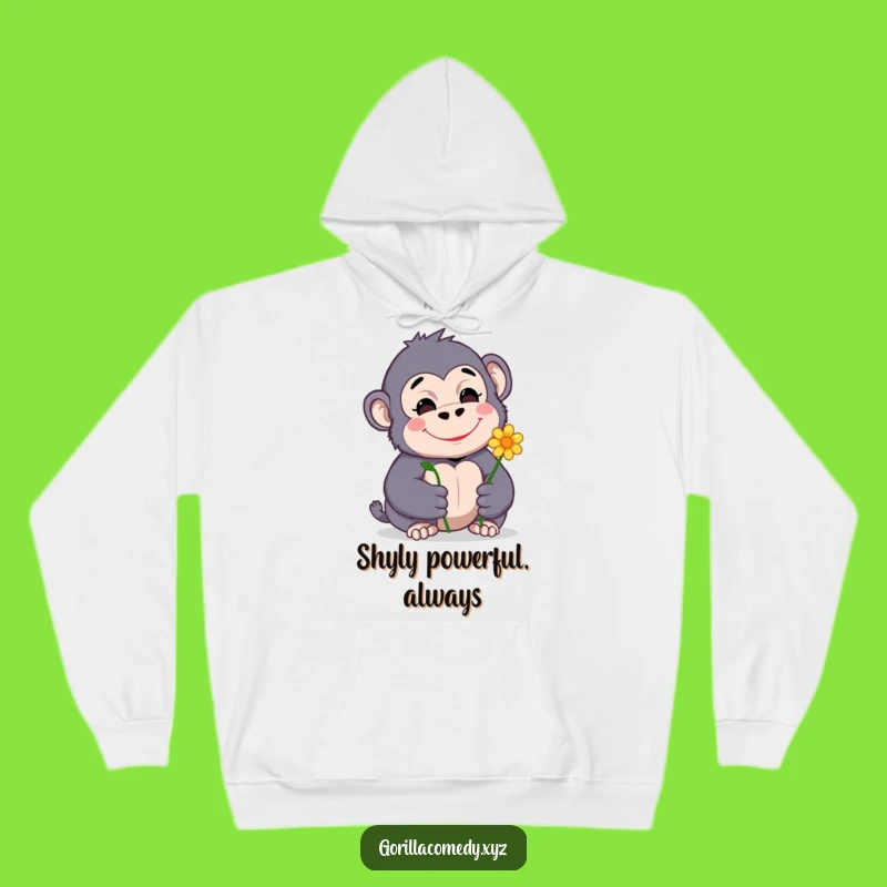 Funny Gorilla Hoodie: Cozy Shy Gorilla with Flower, Warm Gift Idea