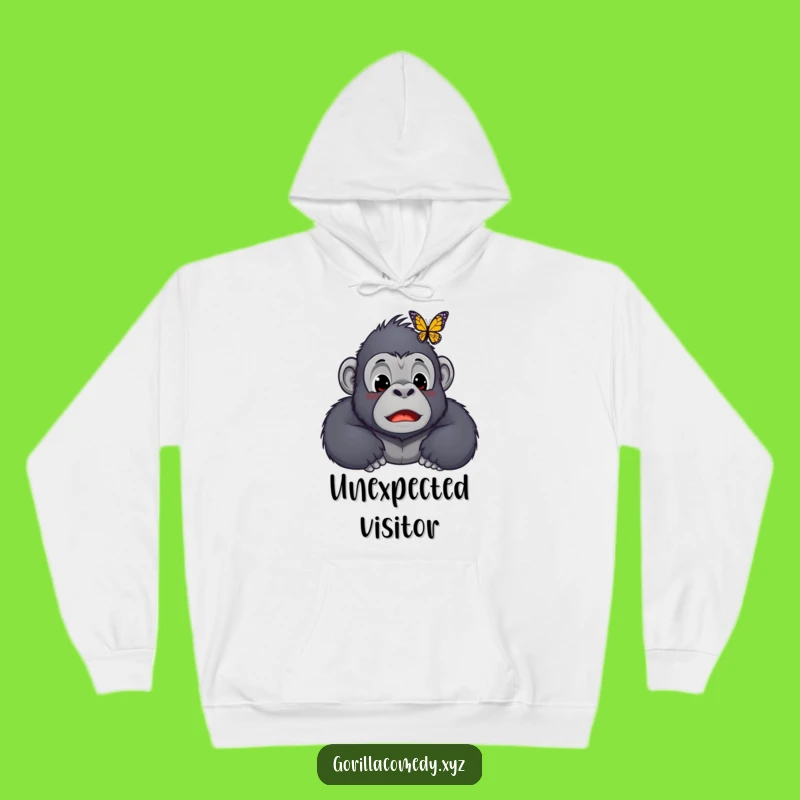 Funny Kawaii Gorilla Butterfly Nose Hoodie - Cozy Surprised Ape Sweatshirt
