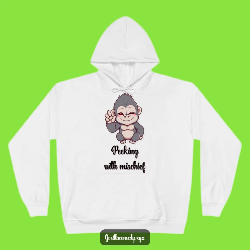 Funny Winking Gorilla Wave Hoodie - Cozy Greeting Apparel, Ideal Funny Gift