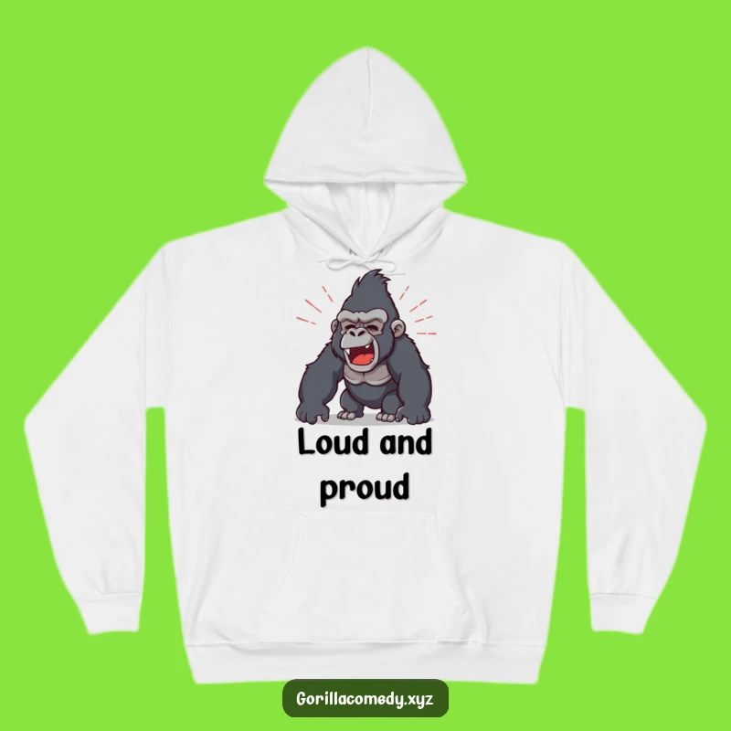 Funny Roaring Gorilla Hoodie: Warm Sound Waves Design, Cozy Gift
