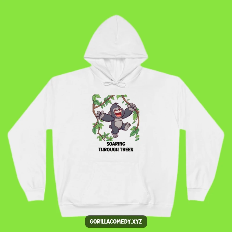 Funny Kawaii Gorilla Jungle Leap Hoodie - Cozy Ape Sweatshirt for Adventurers