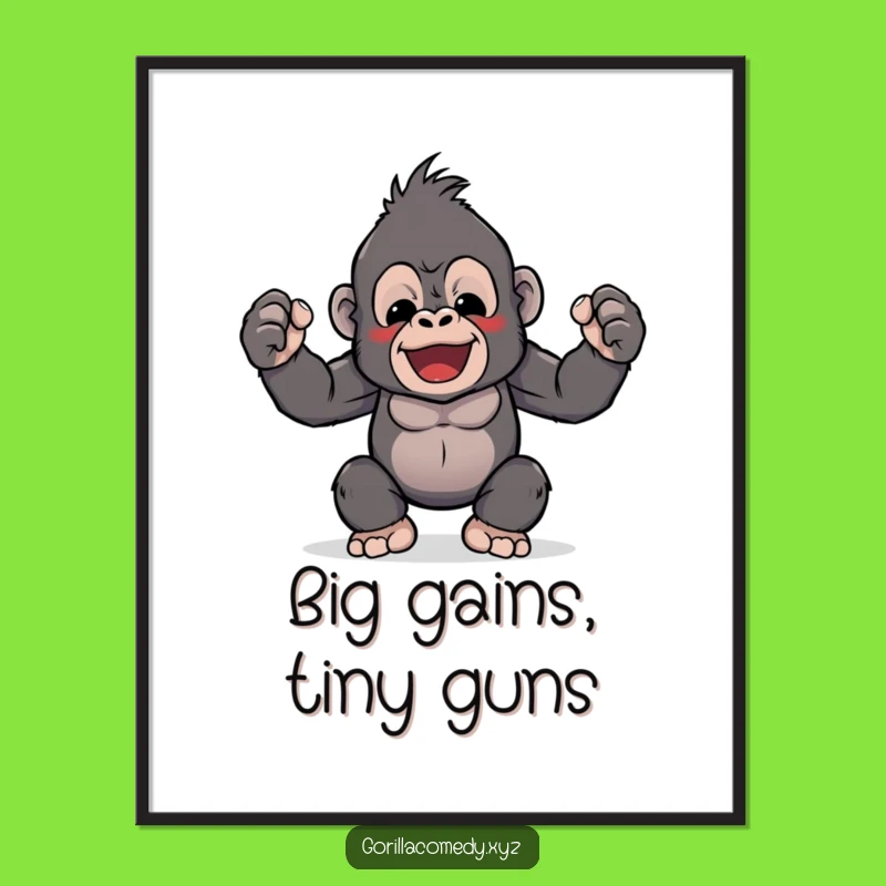 Free Printable Kawaii Gorilla Flex Art: Funny Downloadable Decor for Strong Spaces
