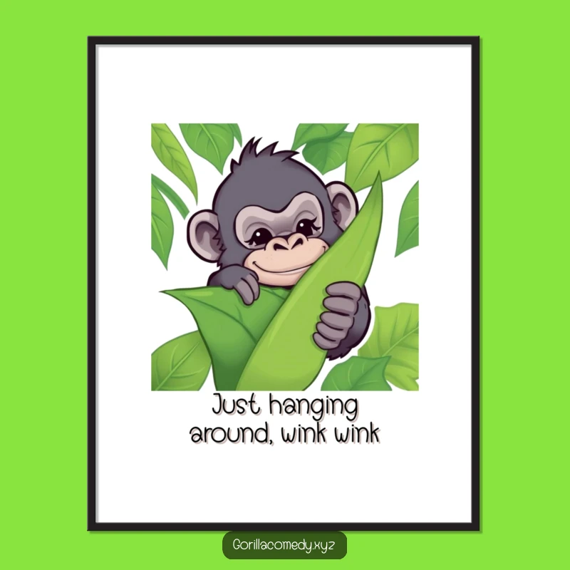 Free Printable Gorilla Art: Mischievous Jungle Character Downloadable Poster Gift