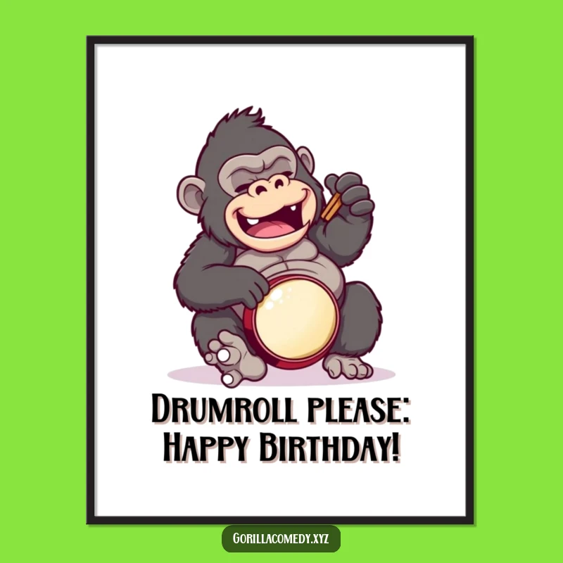 Free Printable Gorilla Drum Solo Wall Art - Funny Music Downloadable Decor