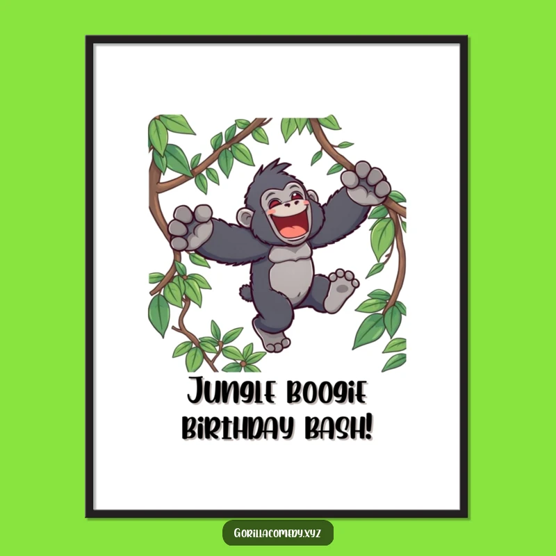 Free Printable Kawaii Gorilla Art Joyful Leap Funny Downloadable Poster Gift