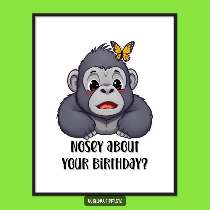 Free Printable Kawaii Gorilla Art Surprise Funny Downloadable Poster Gift