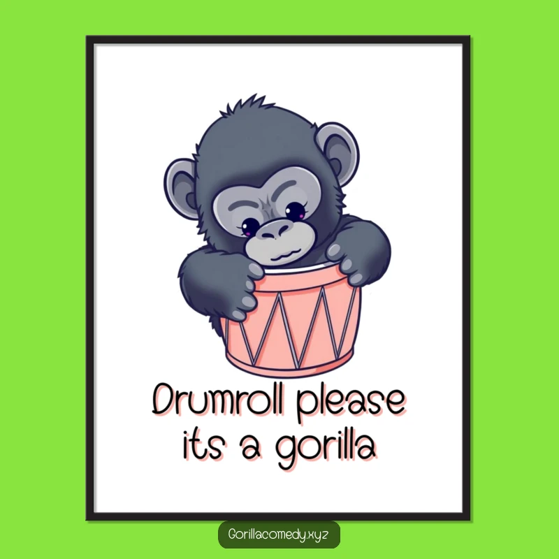 Free Printable Wall Art: Curious Gorilla Drum Fit, Funny Downloadable Decor & Unique