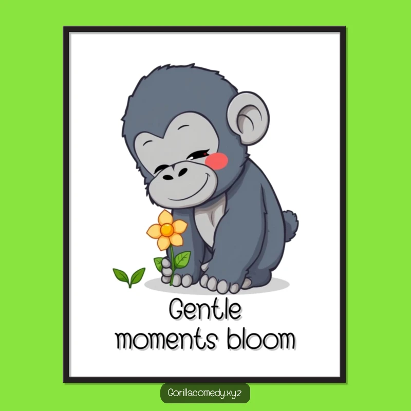 Free Printable Wall Art: Gentle Gorilla and Flower for a Calm, Natural Vibe