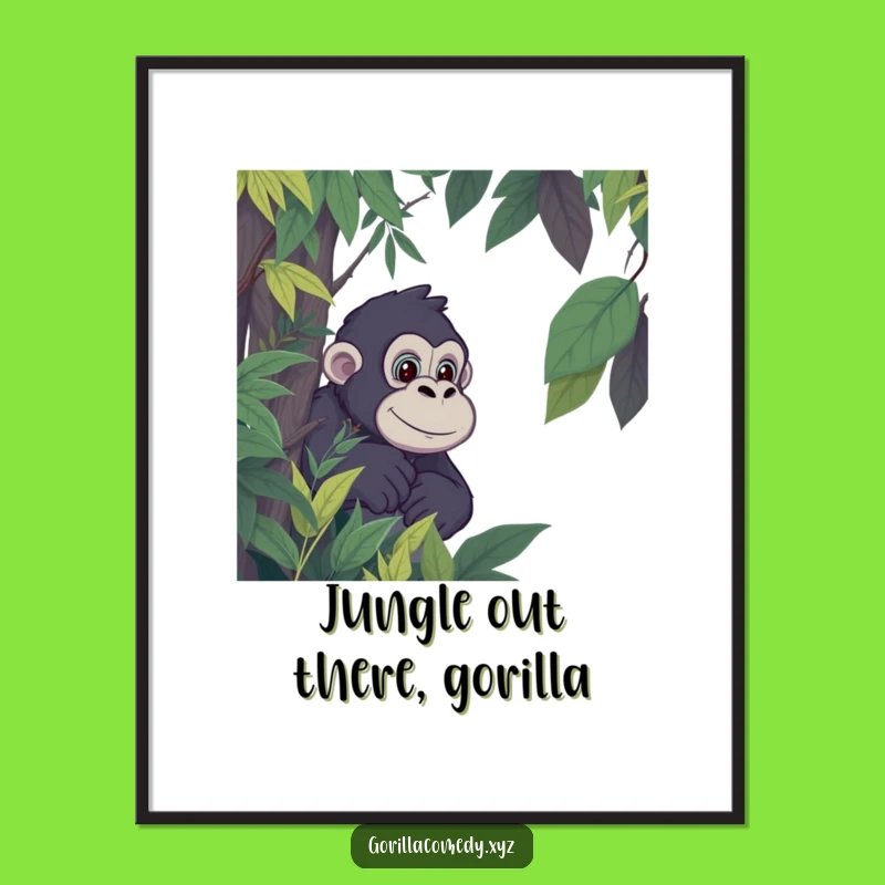 Free Printable Wall Art: Gorilla Jungle Hide-and-Seek, Funny Decor.