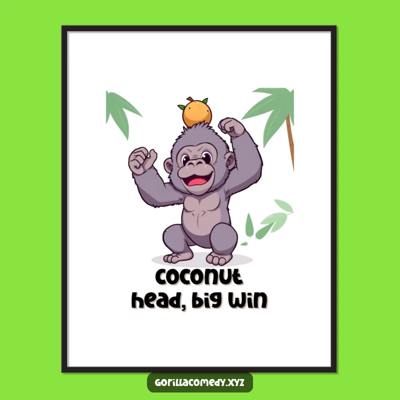 Free Printable Wall Art: Silly Gorilla Coconuts - Funny Downloadable Art for Whimsical Spaces