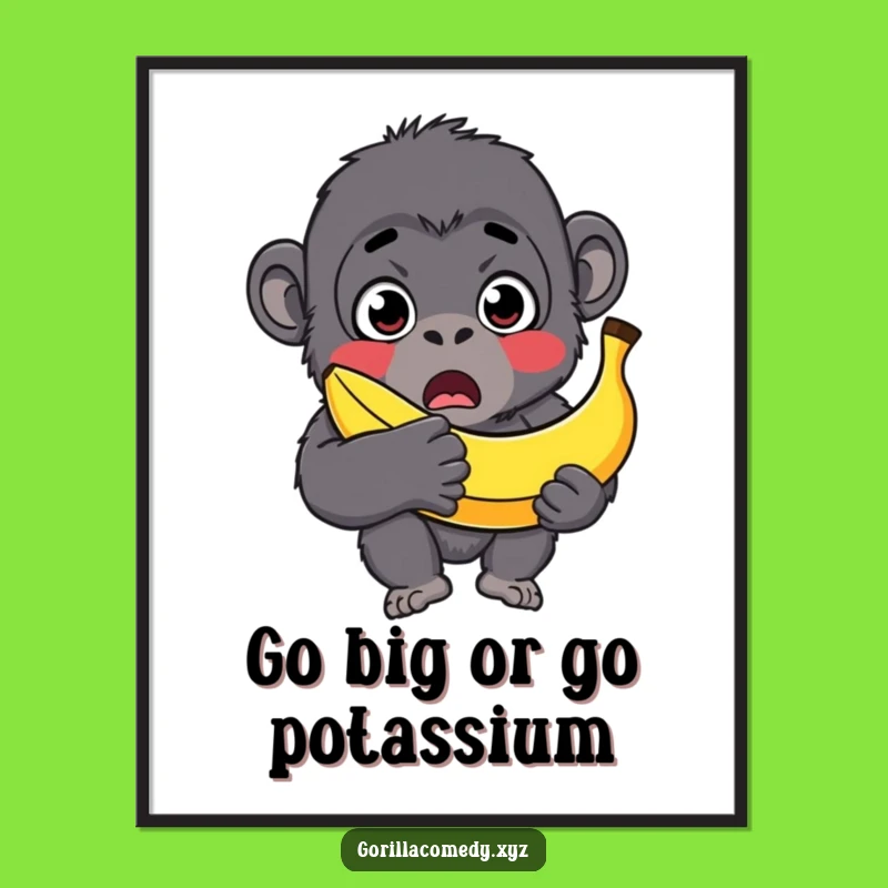 Funny Free Printable Wall Art: Big Banana Gorilla Surprise, Humorous Downloadable Decor