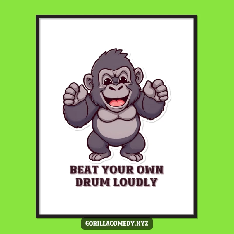 Funny Free Printable Wall Art: Proud Gorilla chest beating, jungle power!