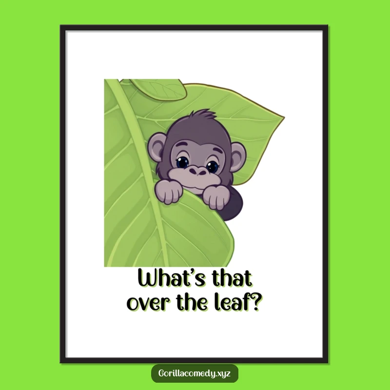 Free Printable Wall Art: Curious Gorilla Peeking Over Leaf Decor