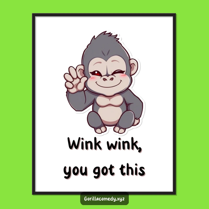 Funny Free Printable Wall Art: Winking Gorilla Wave, Cheerful Decor