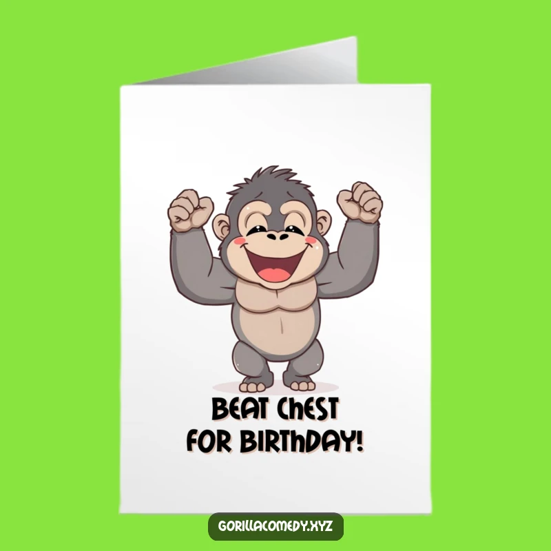 Free Printable Birthday Card: Funny Gorilla Chest Pound Greeting Downloadable Gift