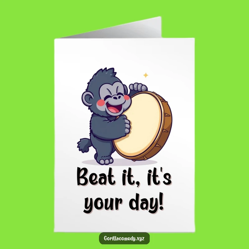 Free Printable Birthday Card: Gorilla Drummer for a Loud & Happy Celebration