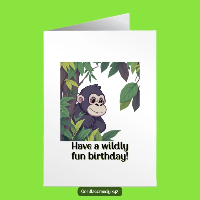Free Printable Funny Birthday Card: Gorilla Jungle Surprise Gift, Downloadable.