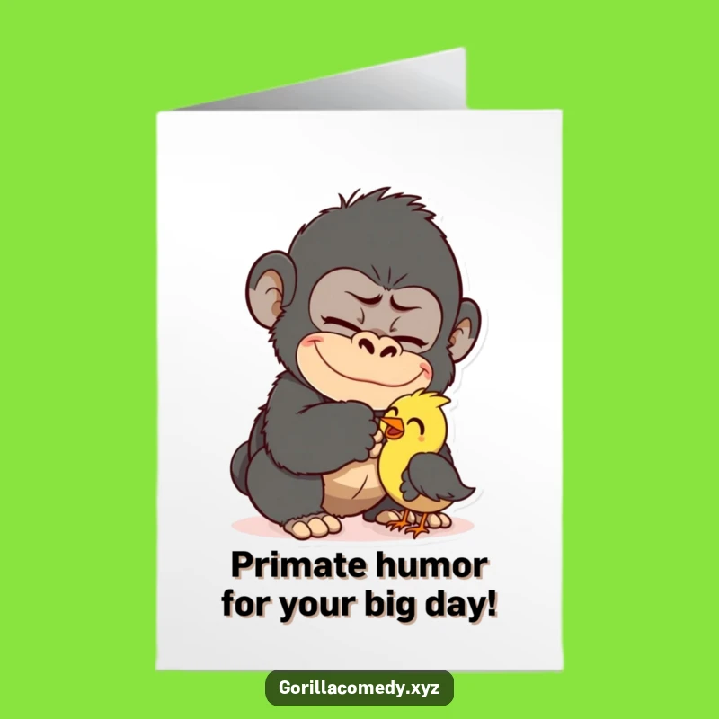Free Printable Funny Gorilla Tickling Bird Birthday Card - Hilarious Downloadable Gift!