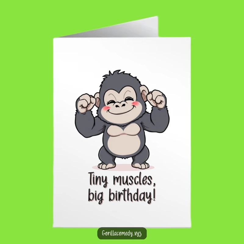 Free Printable Gorilla Birthday Card: Funny Flexing Biceps Downloadable Gift for Gym Lovers