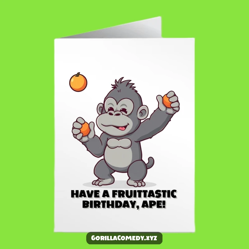 Free Printable Gorilla Birthday Card: Mischievous Toss, Funny Gift