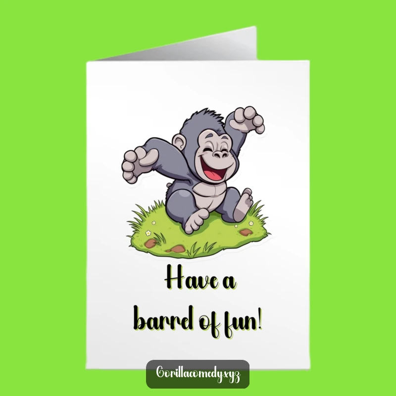 Free Printable Funny Birthday Card: Gorilla Tumble Joy Gift, Downloadable.