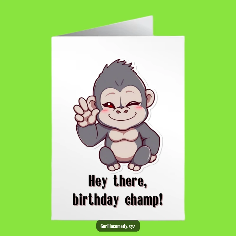 Free Printable Birthday Card: Winking Gorilla Wave, Fun Downloadable Greeting