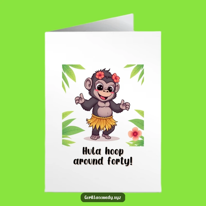 Free Printable Birthday Card: Funny Gorilla Hula Dancer Downloadable Gift