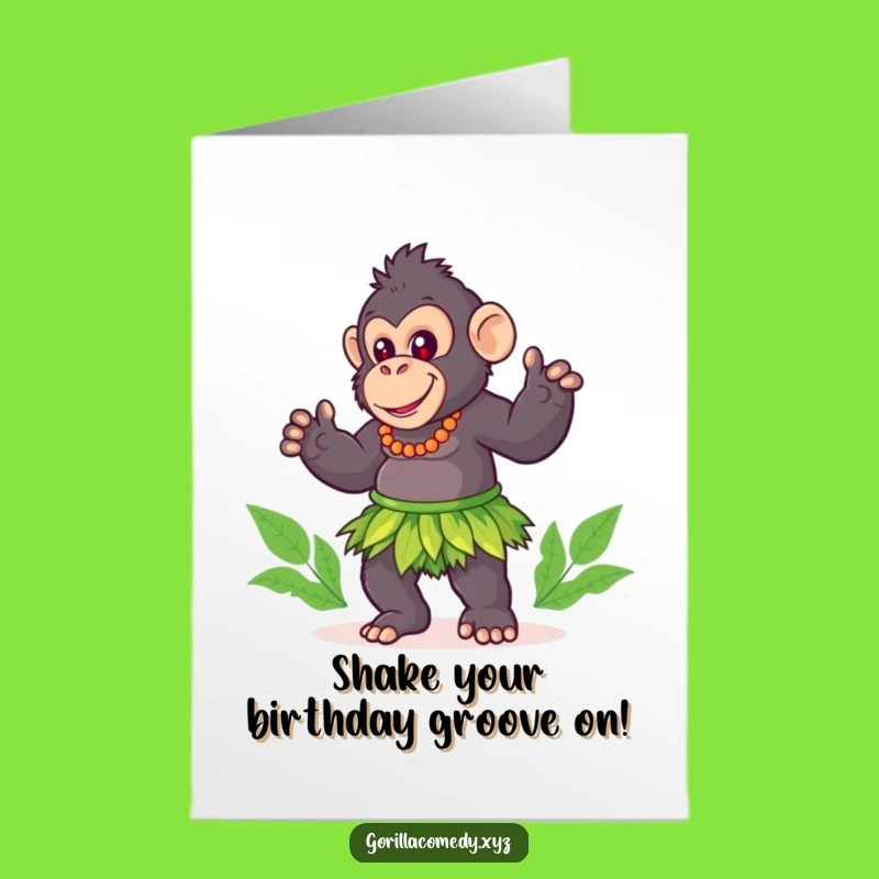 Funny Free Printable Birthday Card: Gorilla Hula Dancing for a Hilarious Birthday Bash