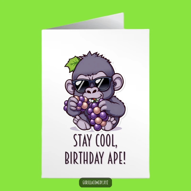 Free Printable Gorilla Birthday Card: Cool Ape Vibes Downloadable Gift