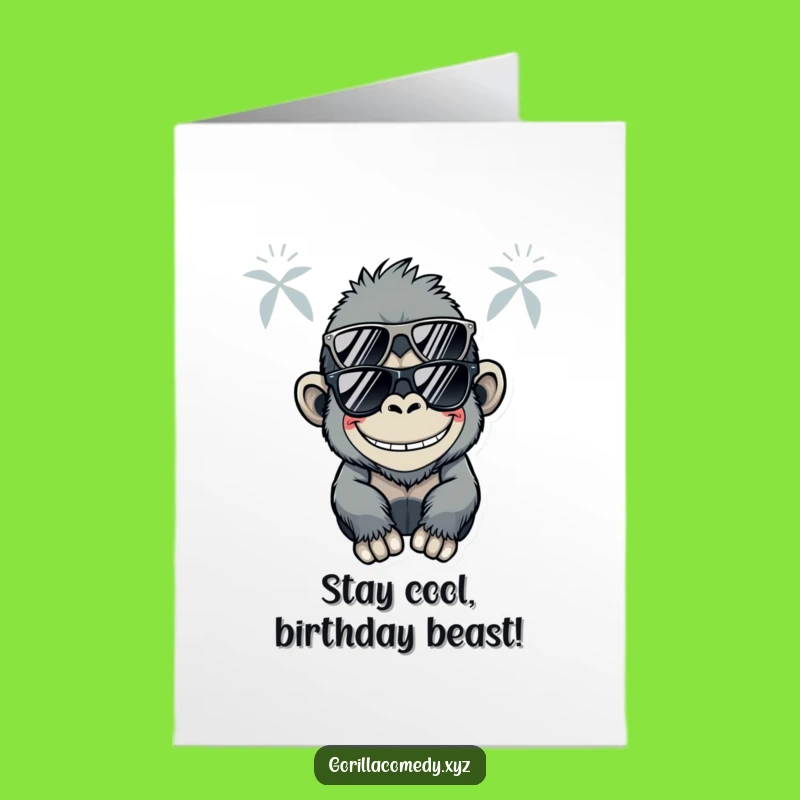 Cool Free Printable Kawaii Gorilla Birthday Card - Sunglasses Vibes Downloadable Gift