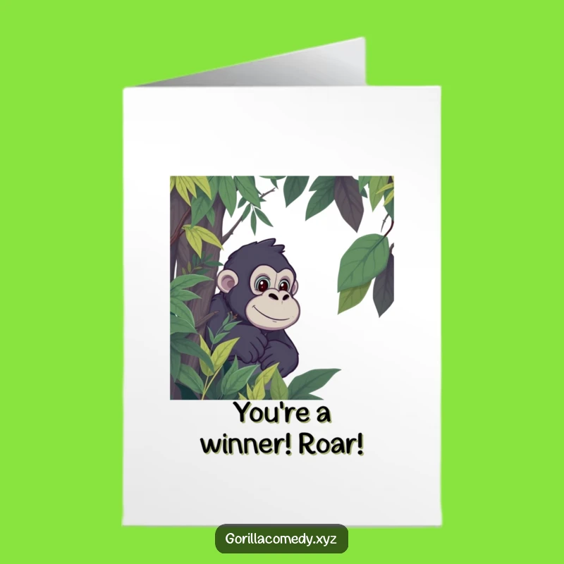 Free Printable Congrats Card: Gorilla Jungle Reveal, Humorous Downloadable Gift.