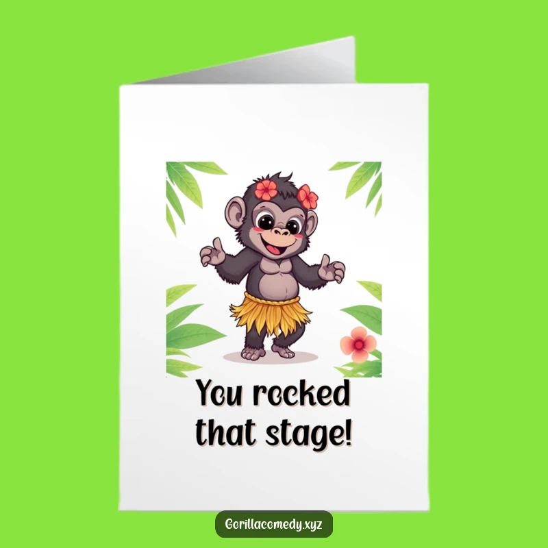Free Printable Congrats Card: Hula Gorilla Celebration Downloadable Gift