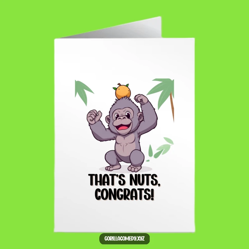 Free Printable Congrats Card: Silly Gorilla Coconuts Funny Downloadable Gift